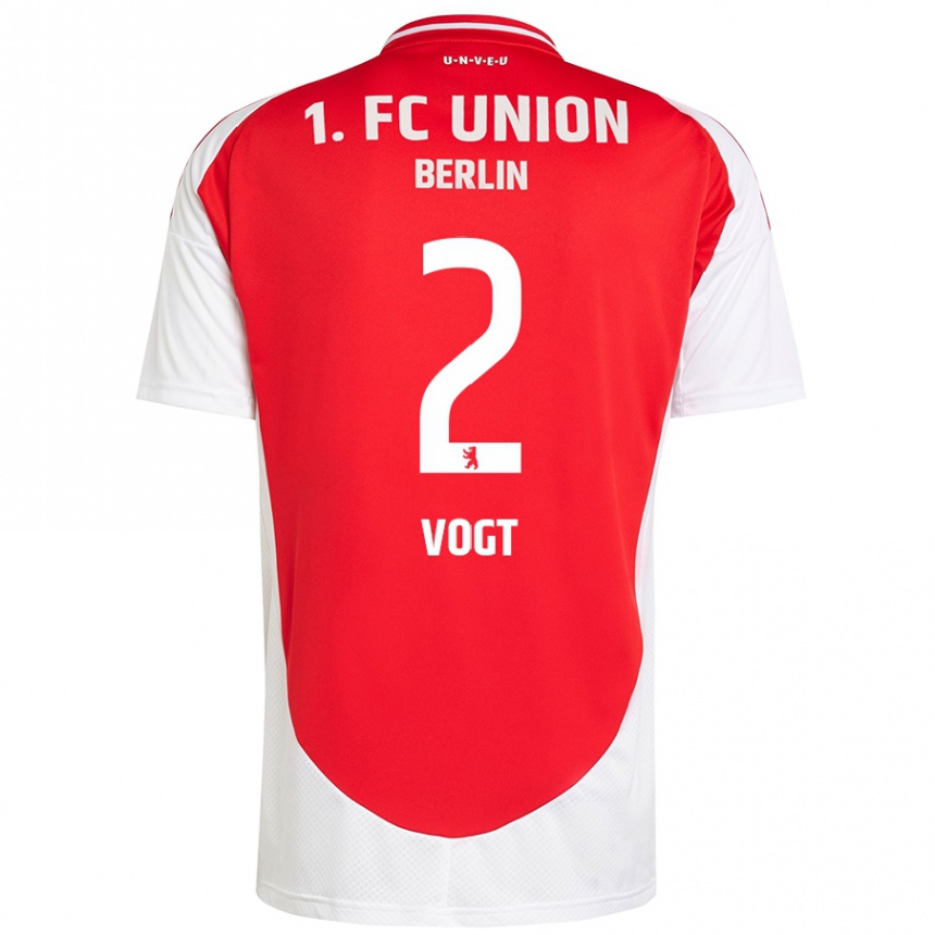 Kinder Fußball Kevin Vogt #2 Rot Weiß Heimtrikot Trikot 2024/25 T-Shirt Luxemburg