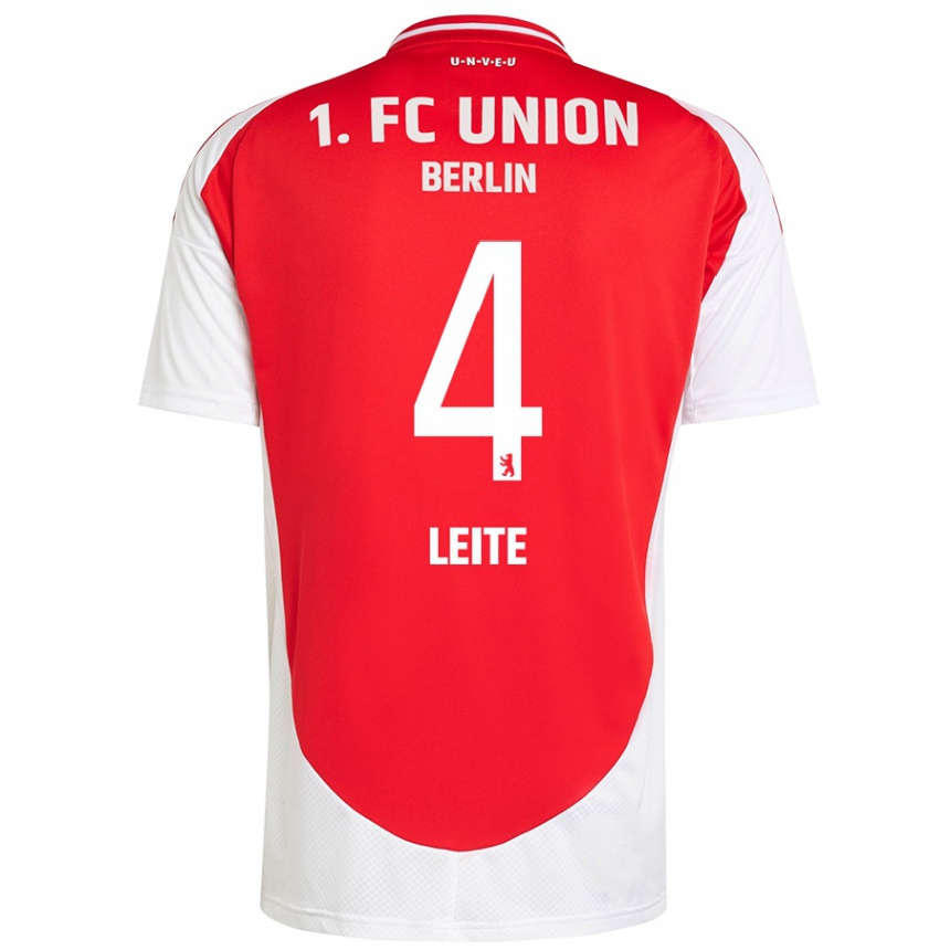 Kinder Fußball Diogo Leite #4 Rot Weiß Heimtrikot Trikot 2024/25 T-Shirt Luxemburg