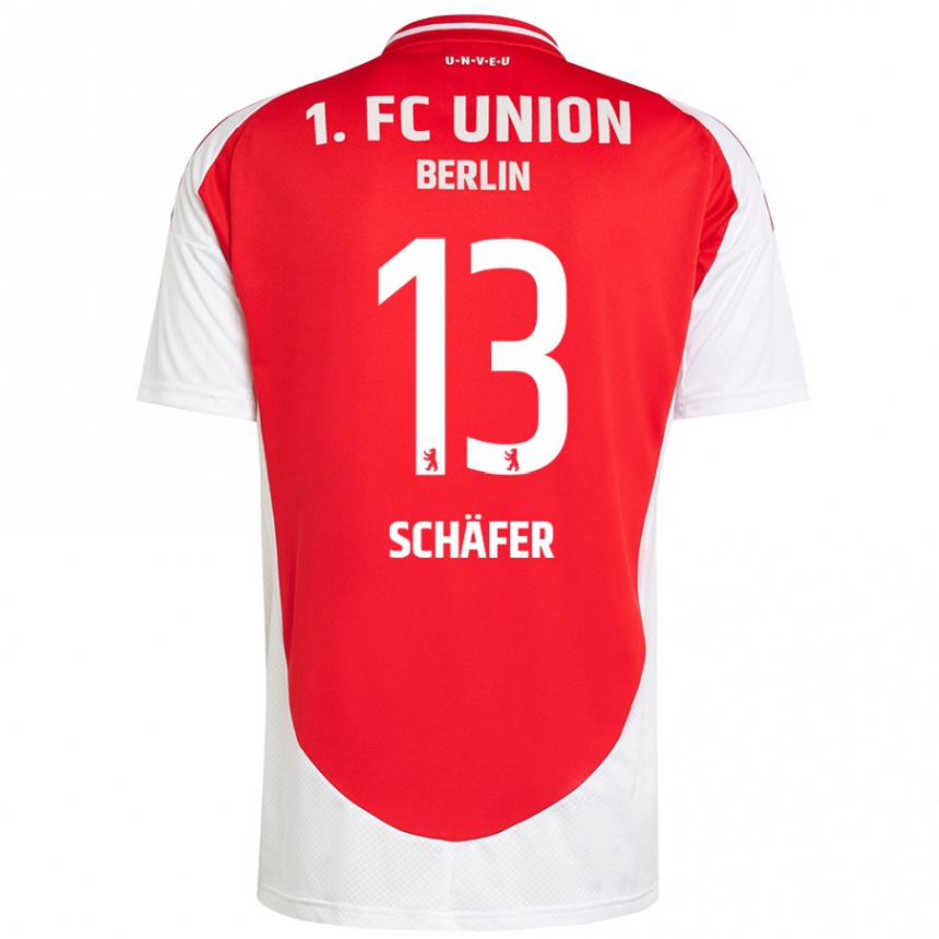 Kinder Fußball András Schäfer #13 Rot Weiß Heimtrikot Trikot 2024/25 T-Shirt Luxemburg