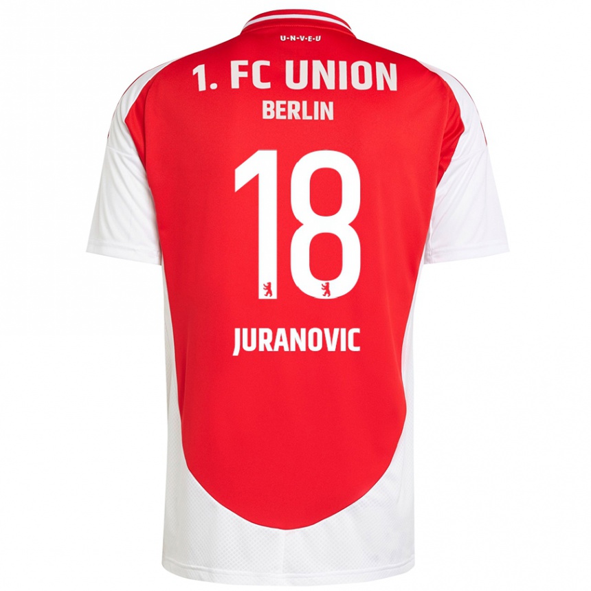 Kinder Fußball Josip Juranovic #18 Rot Weiß Heimtrikot Trikot 2024/25 T-Shirt Luxemburg