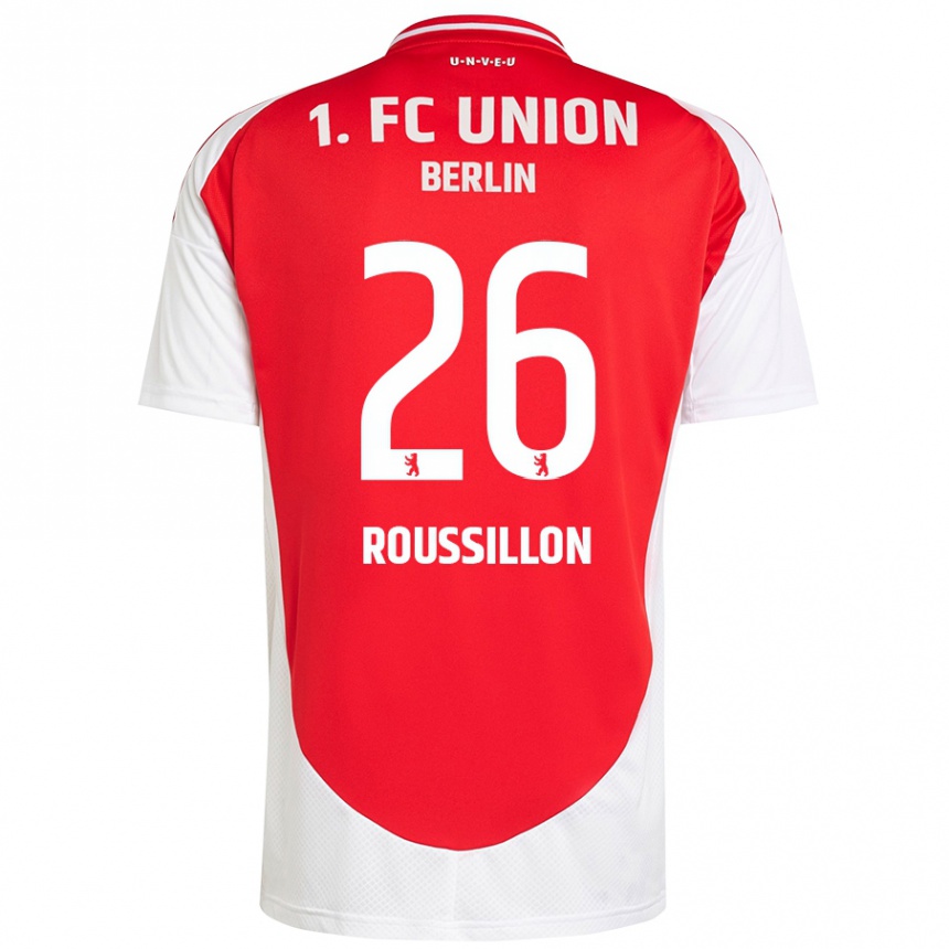 Kinder Fußball Jérôme Roussillon #26 Rot Weiß Heimtrikot Trikot 2024/25 T-Shirt Luxemburg