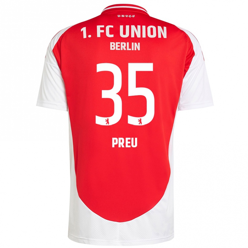 Kinder Fußball David Preu #35 Rot Weiß Heimtrikot Trikot 2024/25 T-Shirt Luxemburg