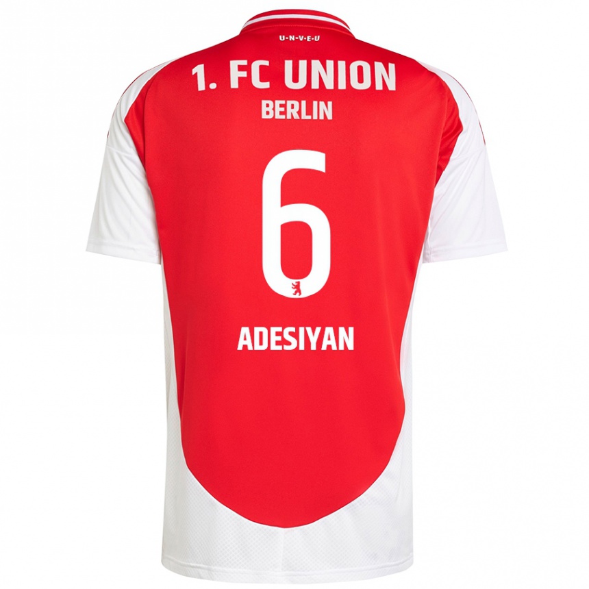 Kinder Fußball Olufemi Adesiyan #6 Rot Weiß Heimtrikot Trikot 2024/25 T-Shirt Luxemburg