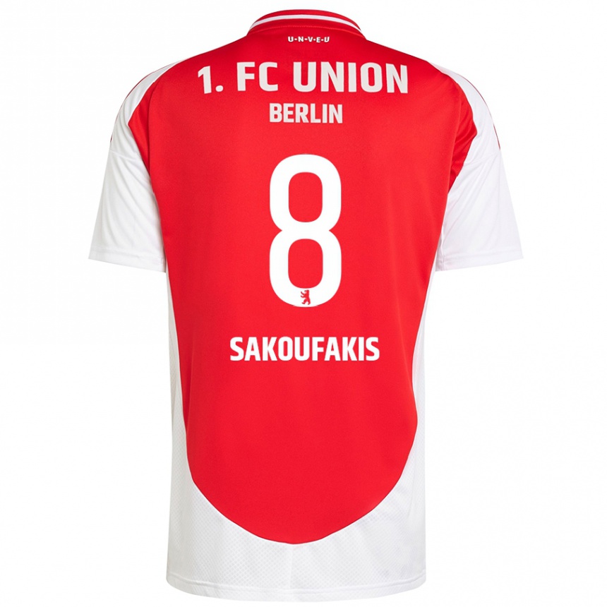 Kinder Fußball Theodor Sakoufakis #8 Rot Weiß Heimtrikot Trikot 2024/25 T-Shirt Luxemburg