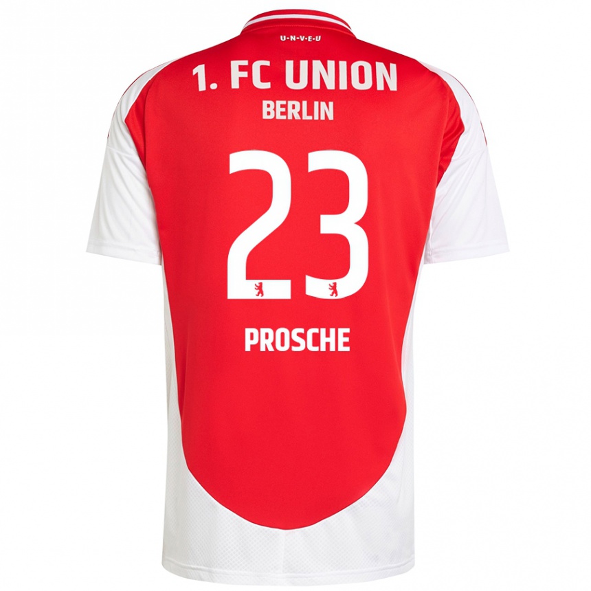 Kinder Fußball Leon Prosche #23 Rot Weiß Heimtrikot Trikot 2024/25 T-Shirt Luxemburg