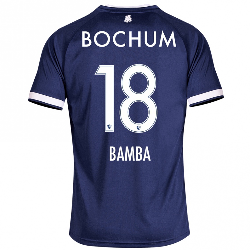 Kinder Fußball Samuel Bamba #18 Dunkelblau Heimtrikot Trikot 2024/25 T-Shirt Luxemburg