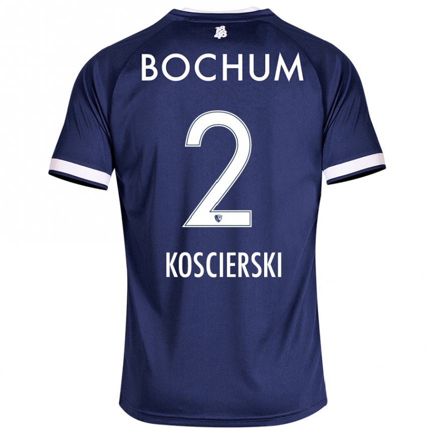 Kinder Fußball Kacper Koscierski #2 Dunkelblau Heimtrikot Trikot 2024/25 T-Shirt Luxemburg