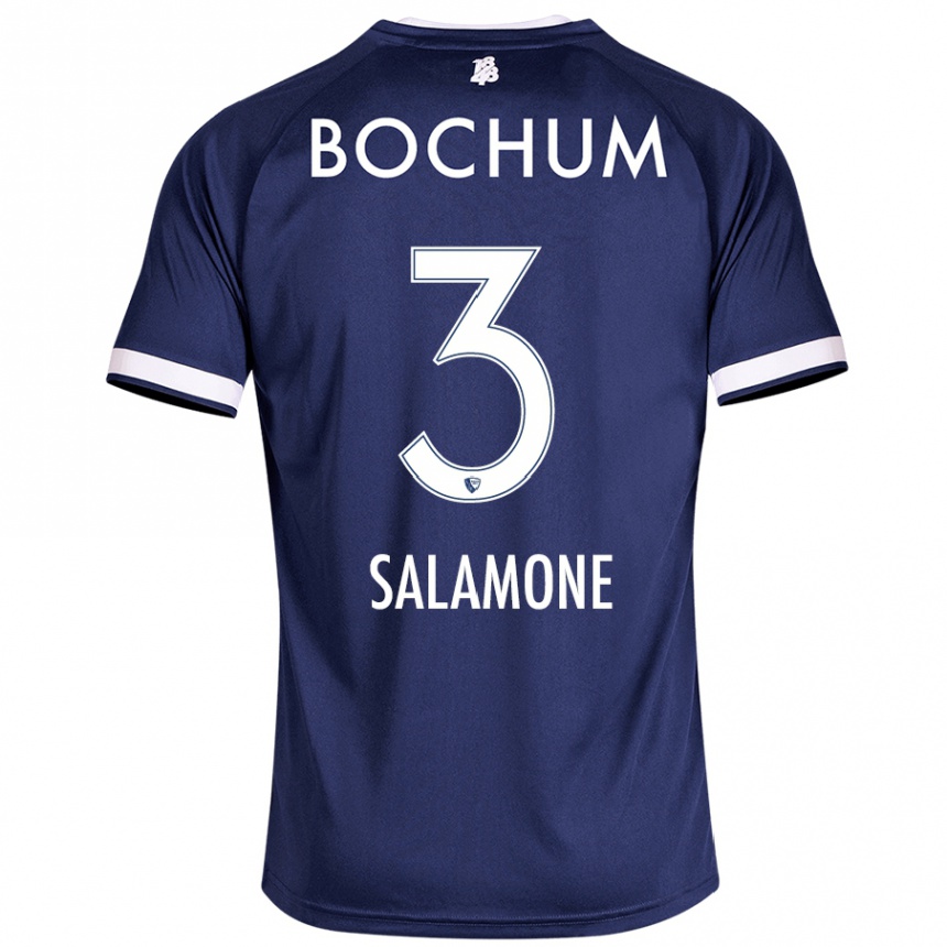 Kinder Fußball Elia-Giona Salamone #3 Dunkelblau Heimtrikot Trikot 2024/25 T-Shirt Luxemburg