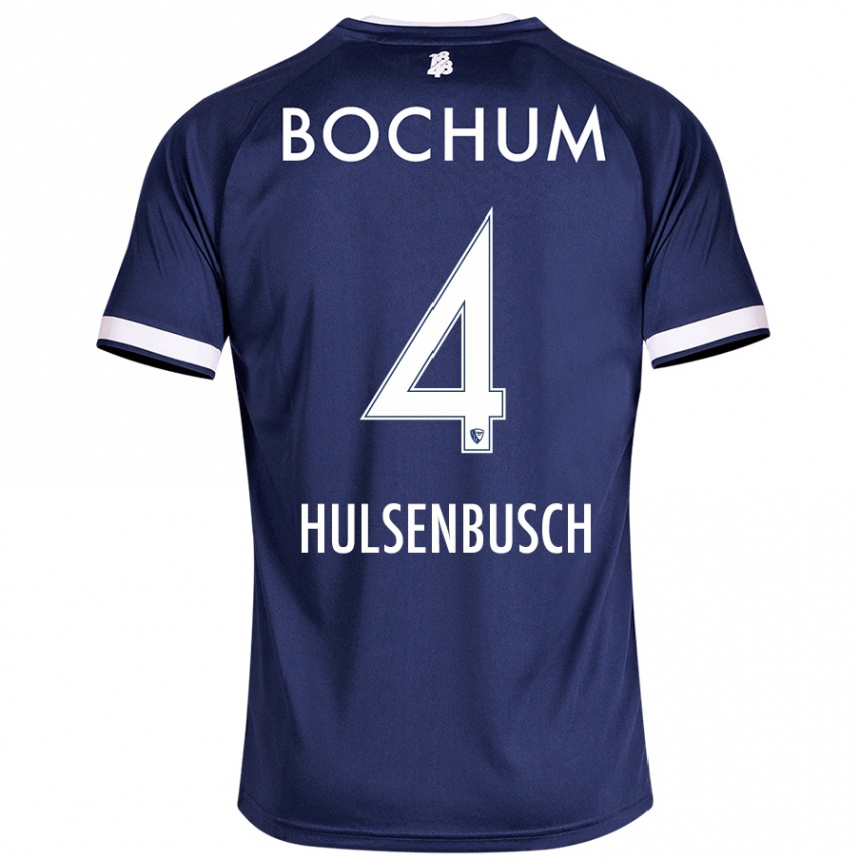 Kinder Fußball Daniel Hülsenbusch #4 Dunkelblau Heimtrikot Trikot 2024/25 T-Shirt Luxemburg