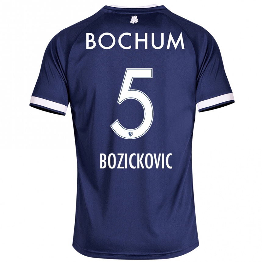 Kinder Fußball Niko Bozickovic #5 Dunkelblau Heimtrikot Trikot 2024/25 T-Shirt Luxemburg