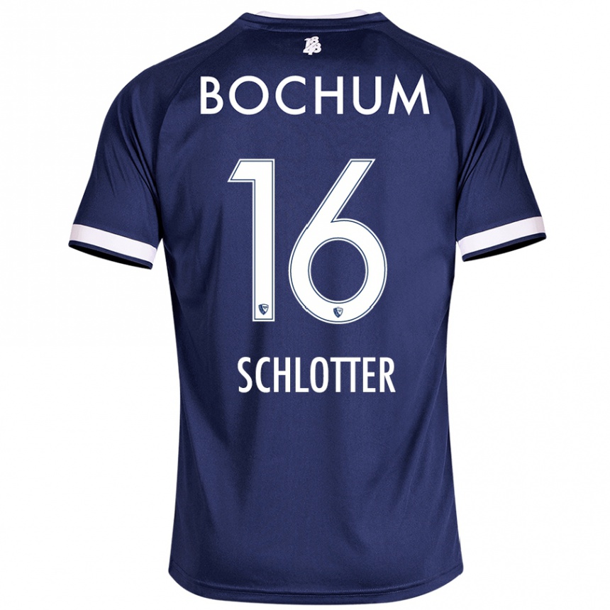 Kinder Fußball Joel Schlotter #16 Dunkelblau Heimtrikot Trikot 2024/25 T-Shirt Luxemburg