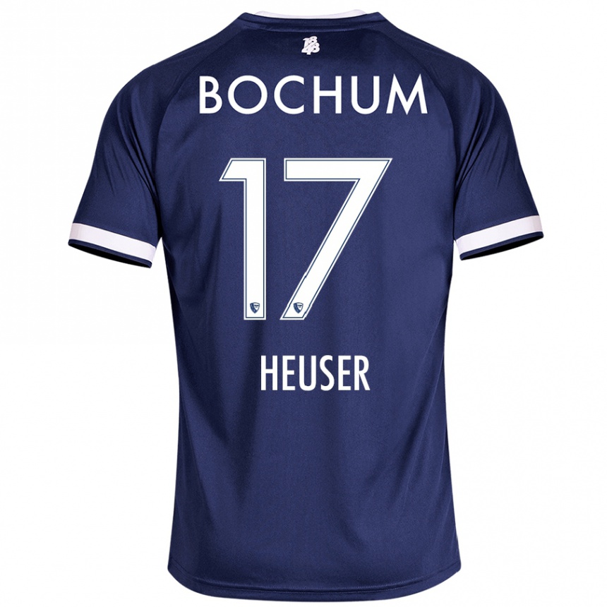 Kinder Fußball Ben Heuser #17 Dunkelblau Heimtrikot Trikot 2024/25 T-Shirt Luxemburg