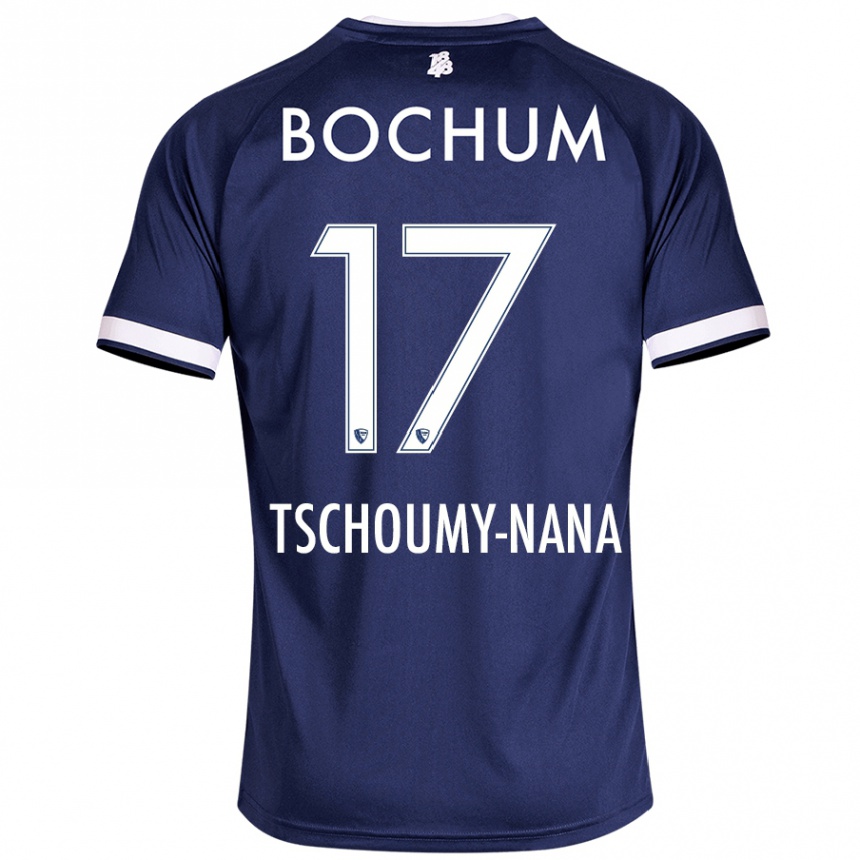 Kinder Fußball Daryl Tschoumy-Nana #17 Dunkelblau Heimtrikot Trikot 2024/25 T-Shirt Luxemburg