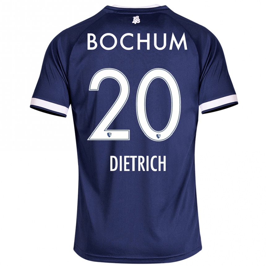 Kinder Fußball Sam Dietrich #20 Dunkelblau Heimtrikot Trikot 2024/25 T-Shirt Luxemburg