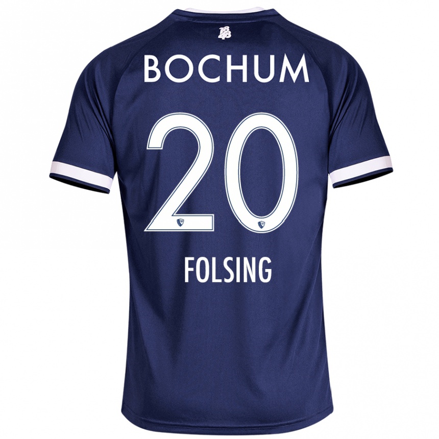 Kinder Fußball Amelie Fölsing #20 Dunkelblau Heimtrikot Trikot 2024/25 T-Shirt Luxemburg