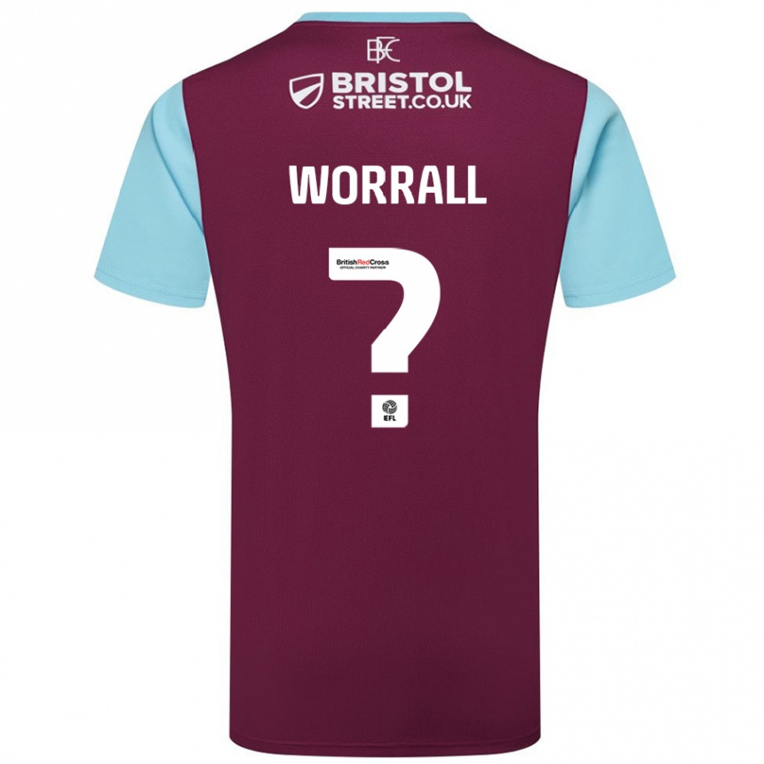 Kinder Fußball Joe Worrall #0 Burgunderrot Himmelblau Heimtrikot Trikot 2024/25 T-Shirt Luxemburg