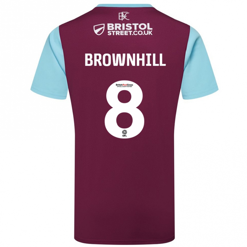 Kinder Fußball Josh Brownhill #8 Burgunderrot Himmelblau Heimtrikot Trikot 2024/25 T-Shirt Luxemburg