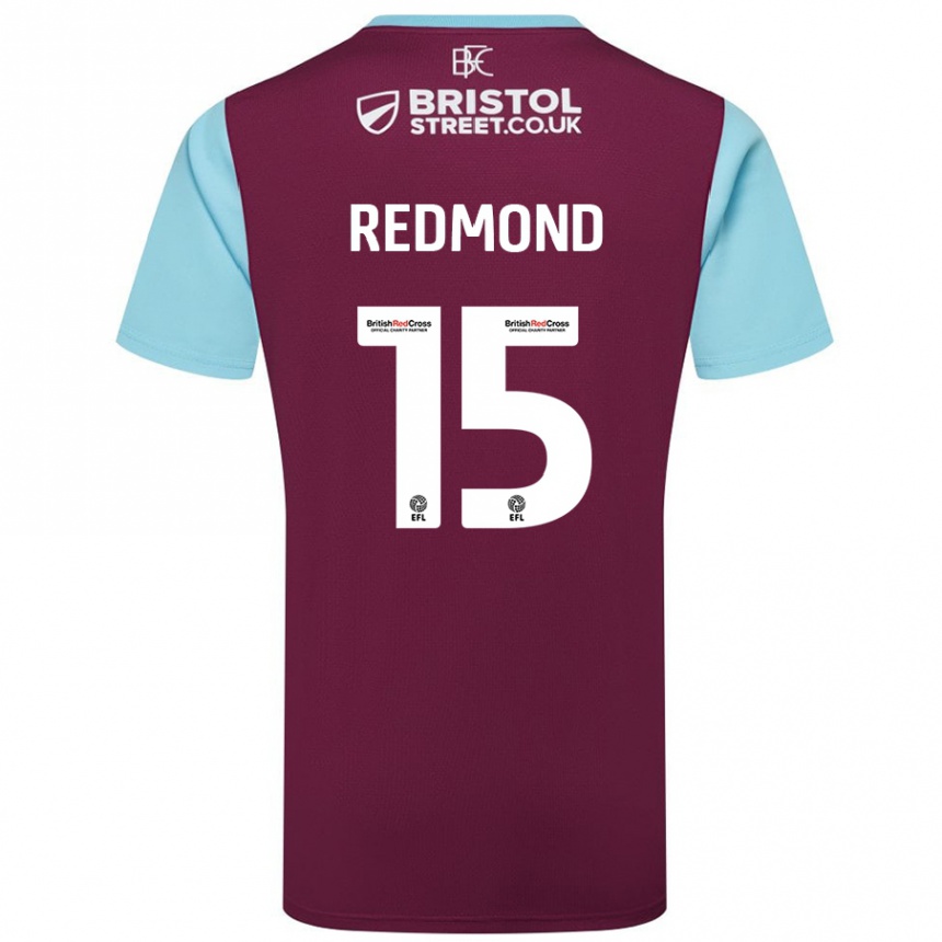 Kinder Fußball Nathan Redmond #15 Burgunderrot Himmelblau Heimtrikot Trikot 2024/25 T-Shirt Luxemburg