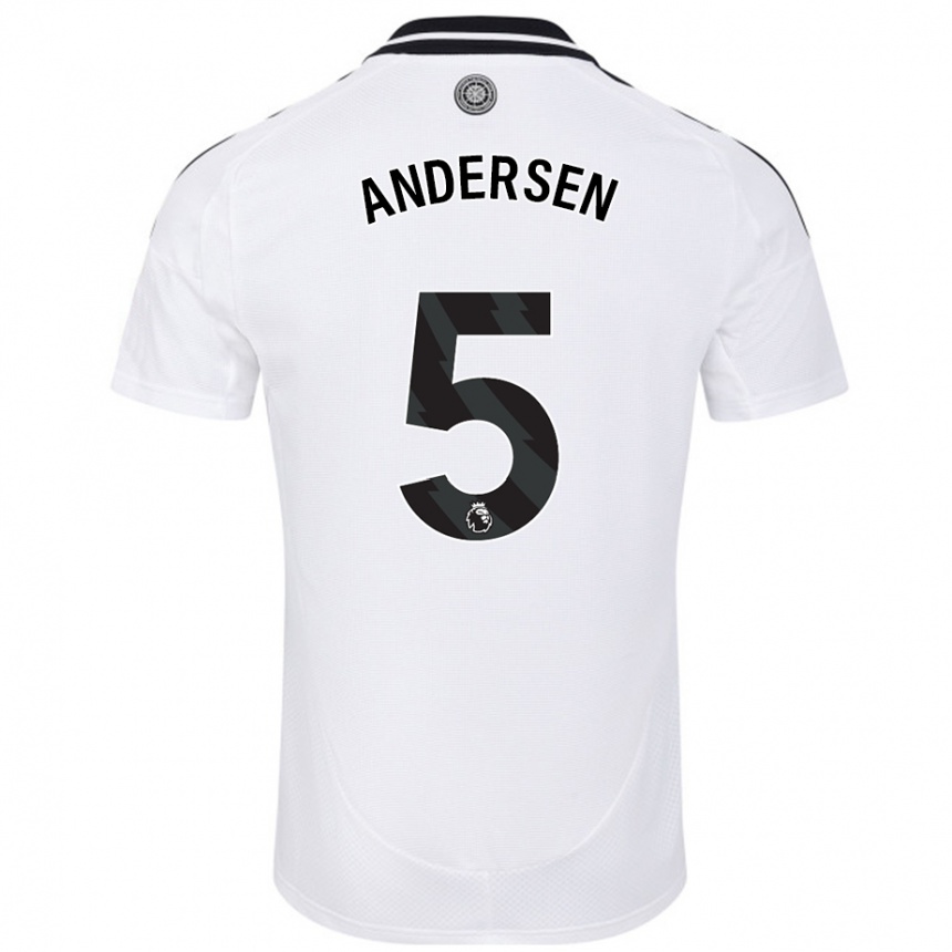 Kinder Fußball Joachim Andersen #5 Weiß Heimtrikot Trikot 2024/25 T-Shirt Luxemburg