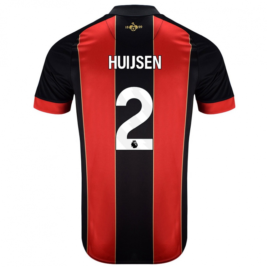 Kinder Fußball Dean Huijsen #2 Rot Schwarz Heimtrikot Trikot 2024/25 T-Shirt Luxemburg