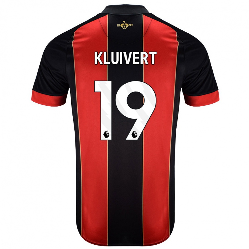 Kinder Fußball Justin Kluivert #19 Rot Schwarz Heimtrikot Trikot 2024/25 T-Shirt Luxemburg