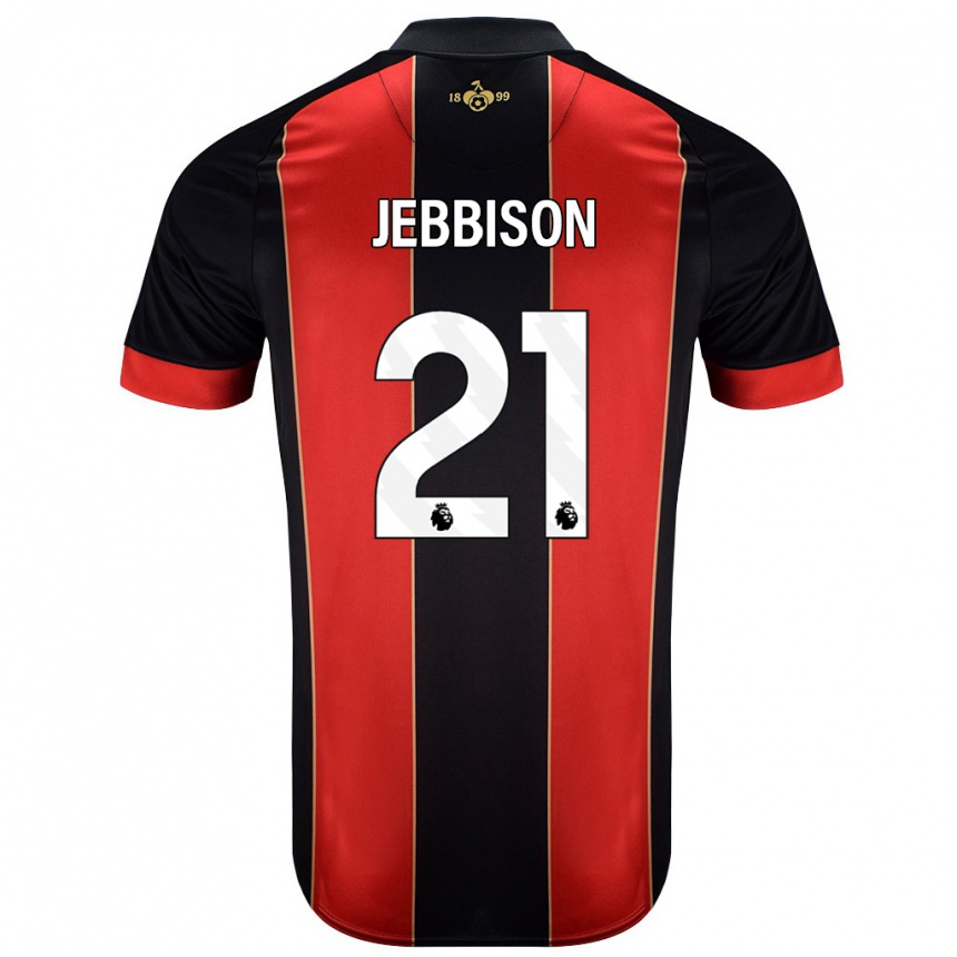 Kinder Fußball Daniel Jebbison #21 Rot Schwarz Heimtrikot Trikot 2024/25 T-Shirt Luxemburg