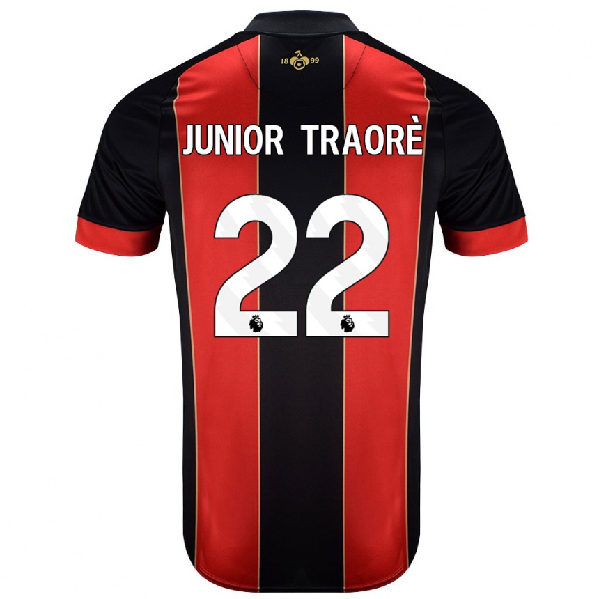 Kinder Fußball Hamed Junior Traorè #22 Rot Schwarz Heimtrikot Trikot 2024/25 T-Shirt Luxemburg