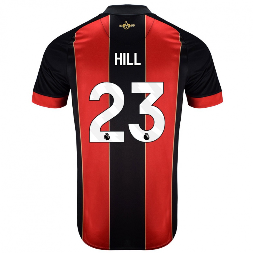 Kinder Fußball James Hill #23 Rot Schwarz Heimtrikot Trikot 2024/25 T-Shirt Luxemburg