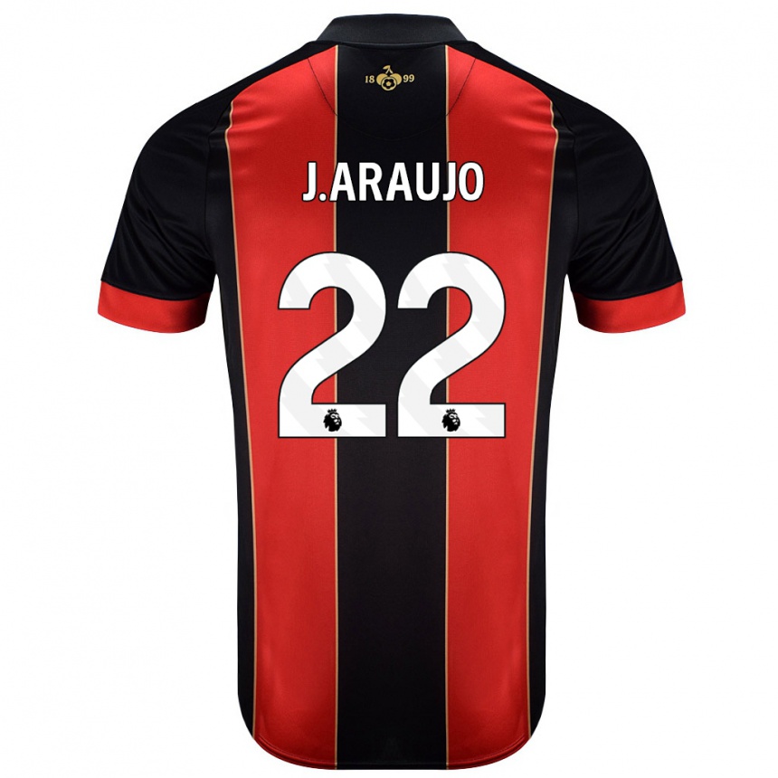 Kinder Fußball Julián Araujo #28 Rot Schwarz Heimtrikot Trikot 2024/25 T-Shirt Luxemburg