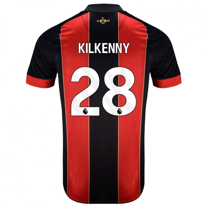 Kinder Fußball Gavin Kilkenny #28 Rot Schwarz Heimtrikot Trikot 2024/25 T-Shirt Luxemburg