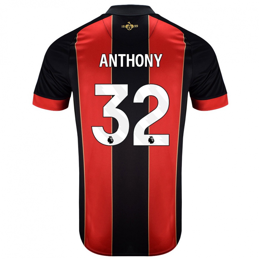 Kinder Fußball Jaidon Anthony #32 Rot Schwarz Heimtrikot Trikot 2024/25 T-Shirt Luxemburg