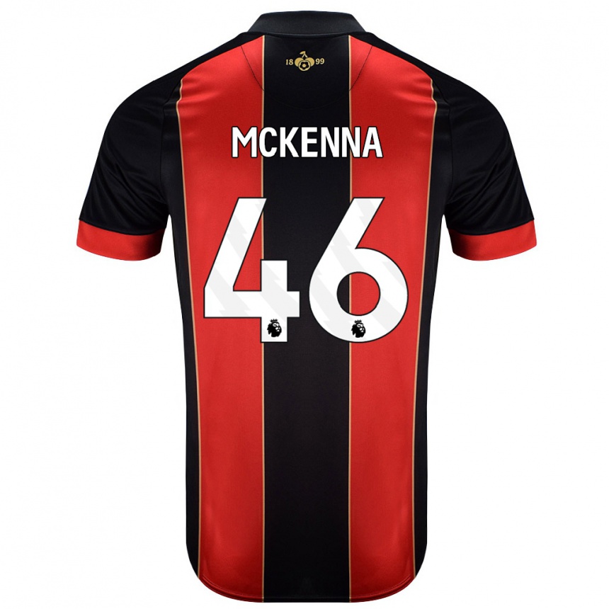 Kinder Fußball Callan Mckenna #46 Rot Schwarz Heimtrikot Trikot 2024/25 T-Shirt Luxemburg