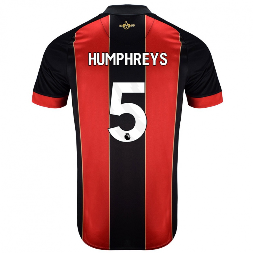 Kinder Fußball Holly Humphreys #5 Rot Schwarz Heimtrikot Trikot 2024/25 T-Shirt Luxemburg