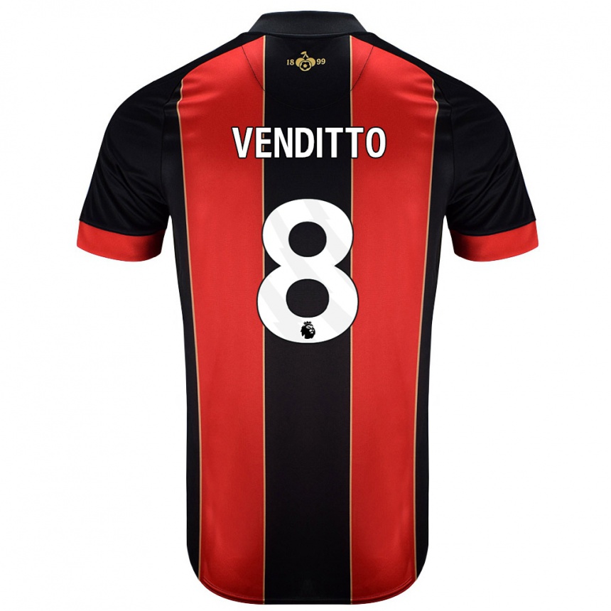 Kinder Fußball Olivia Venditto #8 Rot Schwarz Heimtrikot Trikot 2024/25 T-Shirt Luxemburg