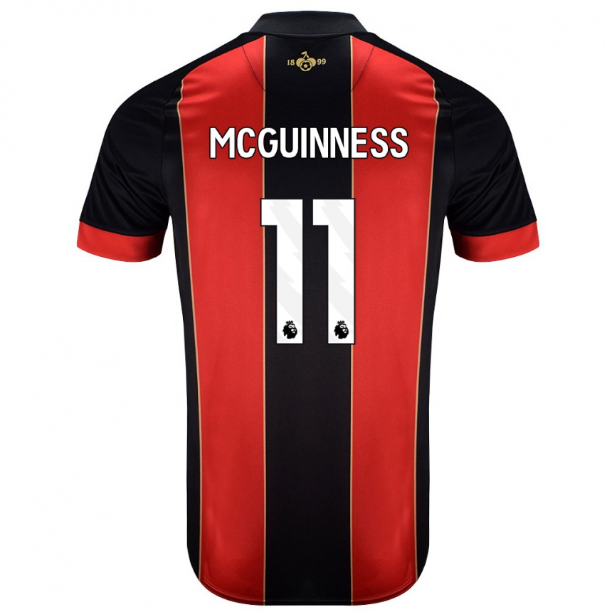 Kinder Fußball Gemma Mcguinness #11 Rot Schwarz Heimtrikot Trikot 2024/25 T-Shirt Luxemburg