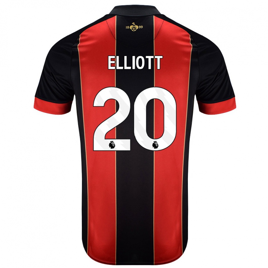 Kinder Fußball Kaitlyn Elliott #20 Rot Schwarz Heimtrikot Trikot 2024/25 T-Shirt Luxemburg