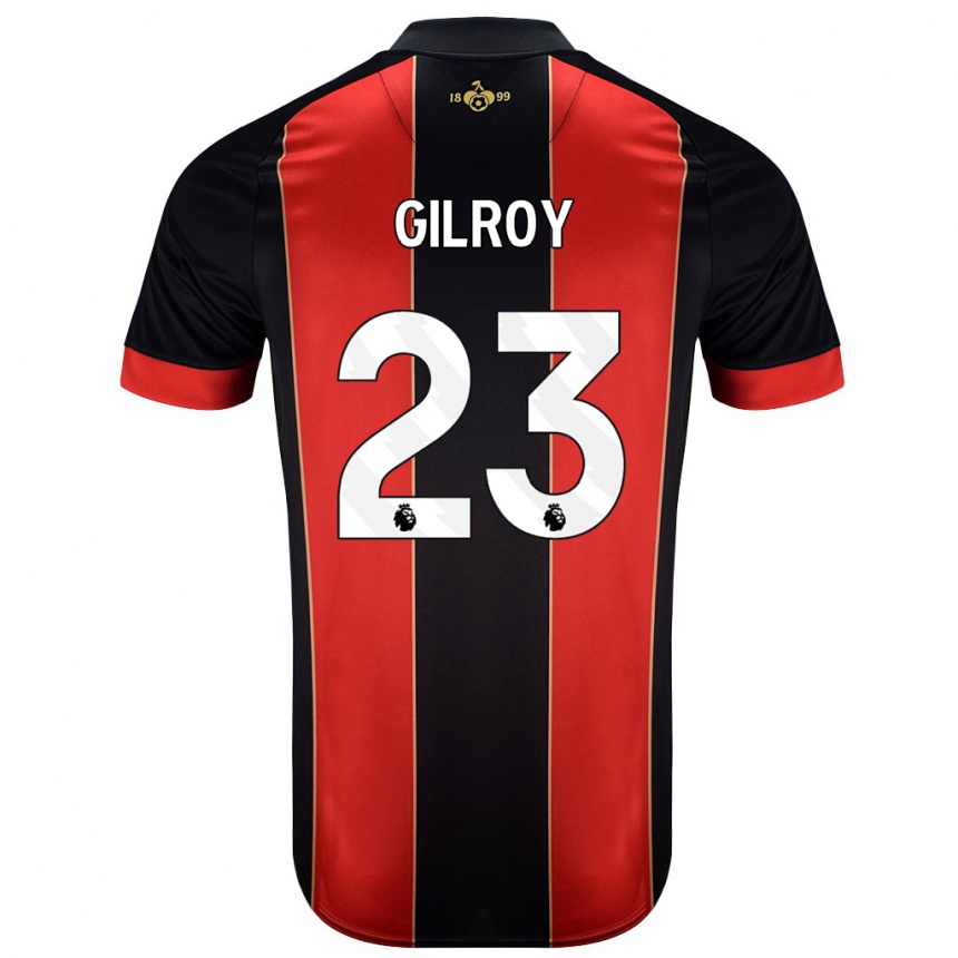 Kinder Fußball Chloe Gilroy #23 Rot Schwarz Heimtrikot Trikot 2024/25 T-Shirt Luxemburg