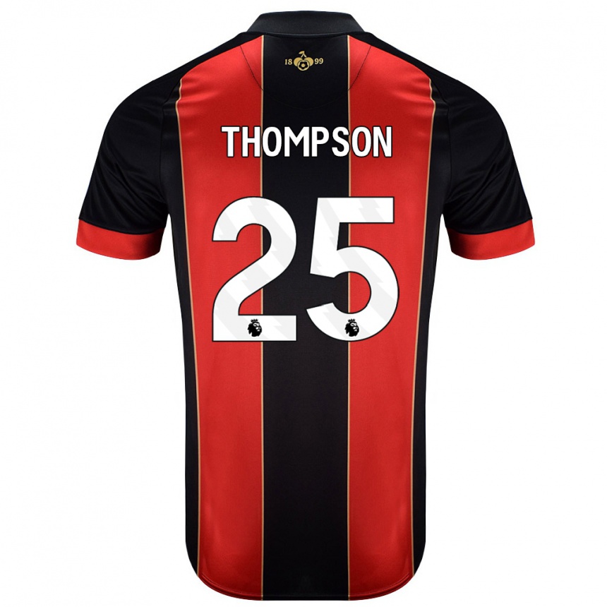 Kinder Fußball Kenni Thompson #25 Rot Schwarz Heimtrikot Trikot 2024/25 T-Shirt Luxemburg