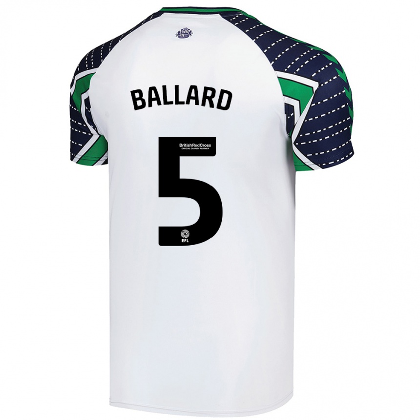 Kinder Fußball Daniel Ballard #5 Weiß Auswärtstrikot Trikot 2024/25 T-Shirt Luxemburg