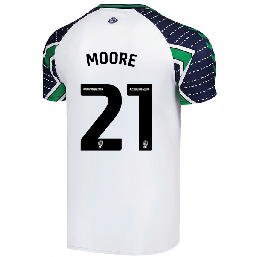 Kinder Fußball Simon Moore #21 Weiß Auswärtstrikot Trikot 2024/25 T-Shirt Luxemburg