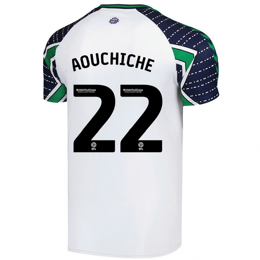 Kinder Fußball Adil Aouchiche #22 Weiß Auswärtstrikot Trikot 2024/25 T-Shirt Luxemburg