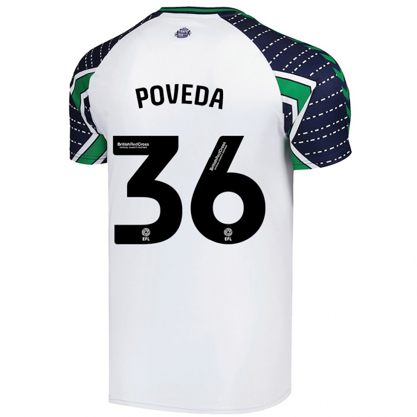 Kinder Fußball Ian Poveda #36 Weiß Auswärtstrikot Trikot 2024/25 T-Shirt Luxemburg