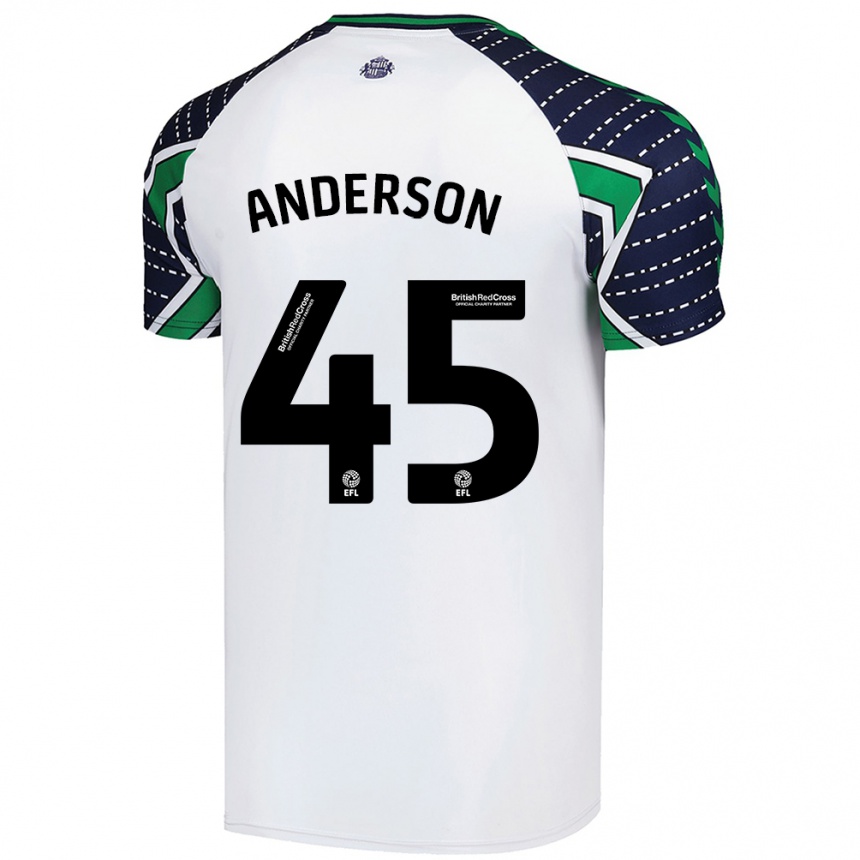 Kinder Fußball Joe Anderson #45 Weiß Auswärtstrikot Trikot 2024/25 T-Shirt Luxemburg