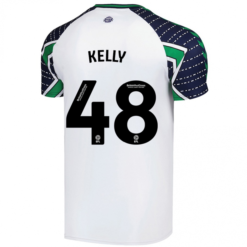 Kinder Fußball Caden Kelly #48 Weiß Auswärtstrikot Trikot 2024/25 T-Shirt Luxemburg