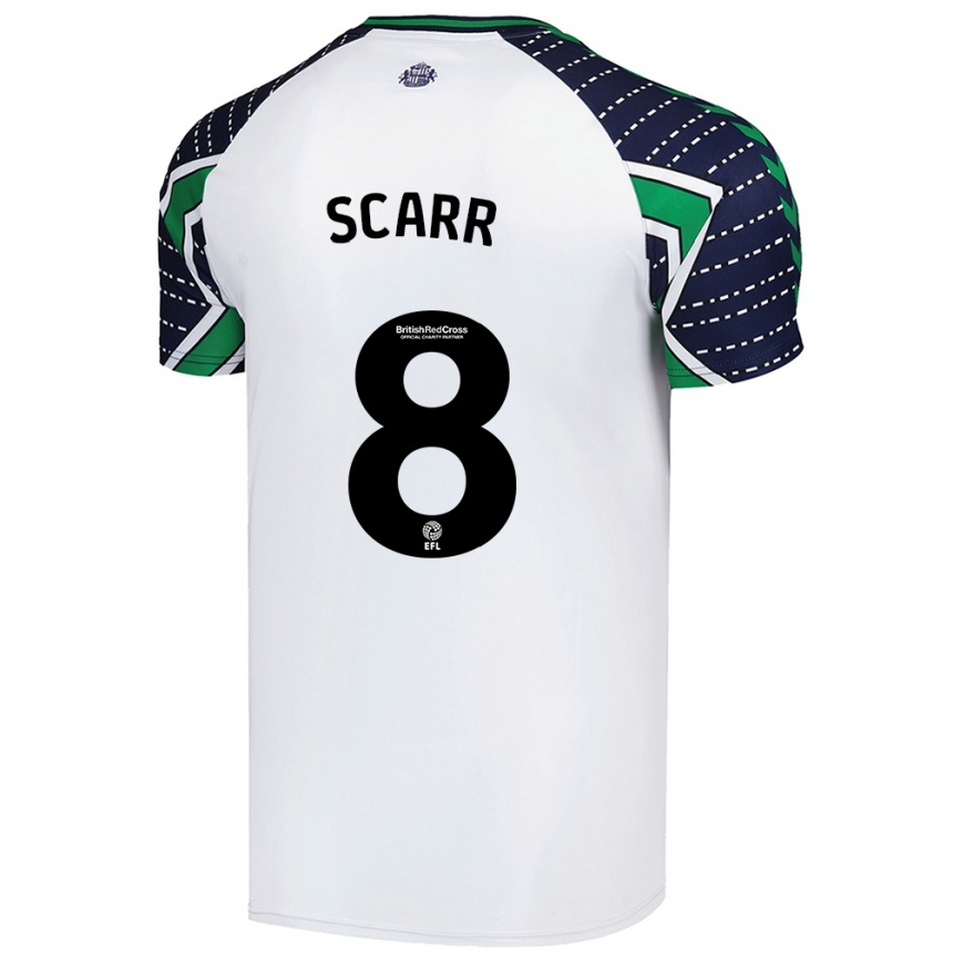 Kinder Fußball Emily Scarr #8 Weiß Auswärtstrikot Trikot 2024/25 T-Shirt Luxemburg