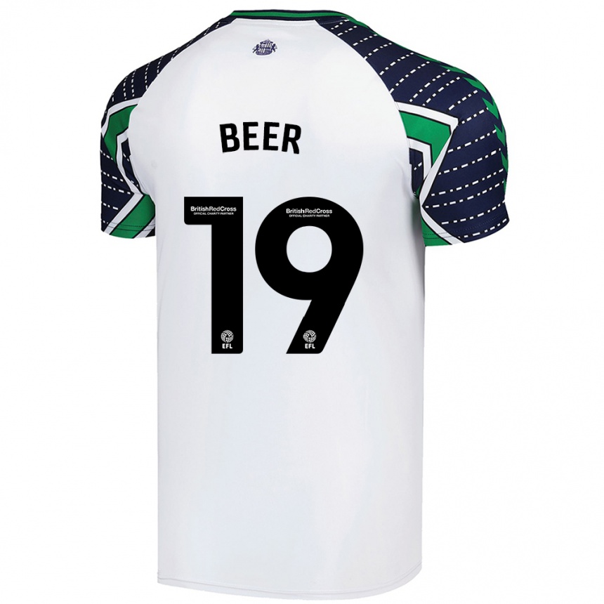 Kinder Fußball Megan Beer #19 Weiß Auswärtstrikot Trikot 2024/25 T-Shirt Luxemburg