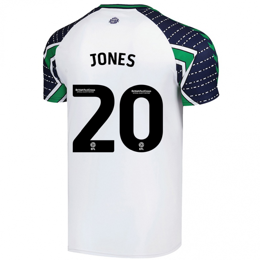 Kinder Fußball Ellen Jones #20 Weiß Auswärtstrikot Trikot 2024/25 T-Shirt Luxemburg