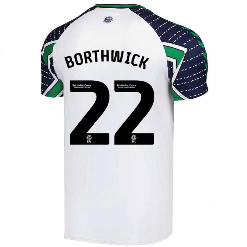 Kinder Fußball Megan Borthwick #22 Weiß Auswärtstrikot Trikot 2024/25 T-Shirt Luxemburg