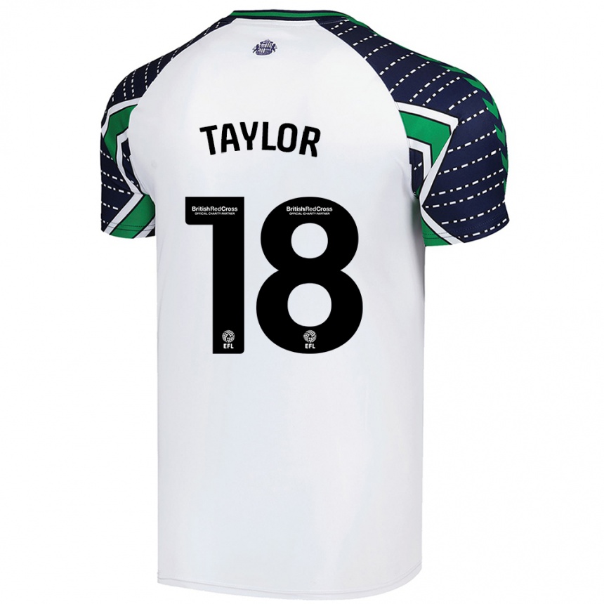 Kinder Fußball Ellis Taylor #18 Weiß Auswärtstrikot Trikot 2024/25 T-Shirt Luxemburg