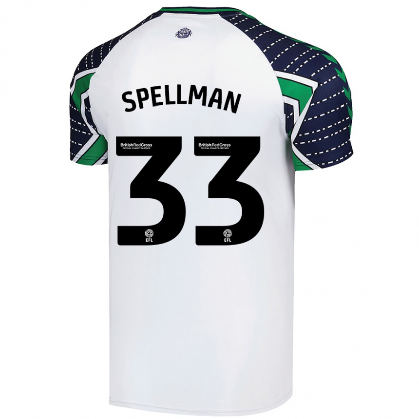 Kinder Fußball Michael Spellman #33 Weiß Auswärtstrikot Trikot 2024/25 T-Shirt Luxemburg